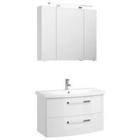 BADEZIMMER 3-teilig  in 84 cm  - Chromfarben/Weiß Hochglanz, MODERN, Glas/Keramik (84cm) - Sadena