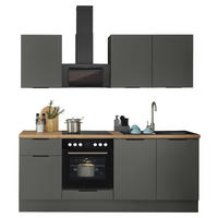 KÜCHENBLOCK   in Graphitfarben  - Schwarz/Graphitfarben, Basics, Holzwerkstoff/Metall (210/211/60cm) - Carryhome