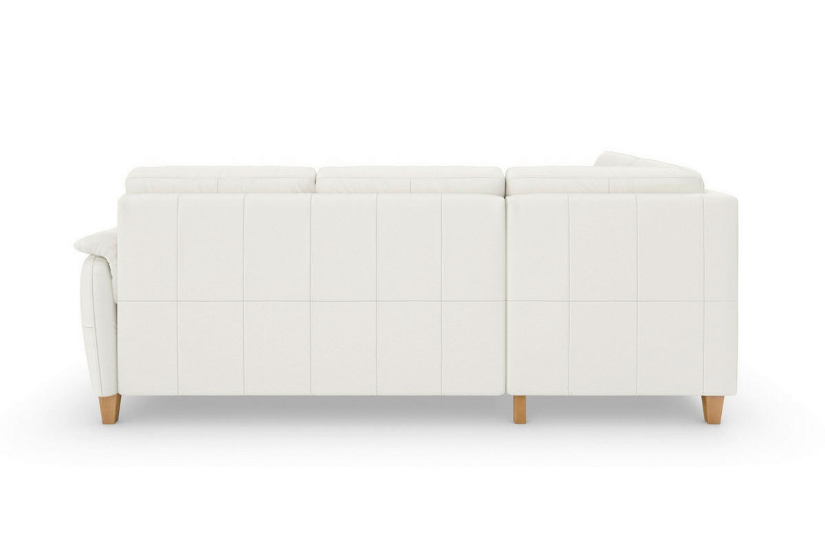 ROHOVÁ SEDAČKA, koža, biela - biela/farba duba, Basics, koža/drevo (212/236cm) - Sit & More