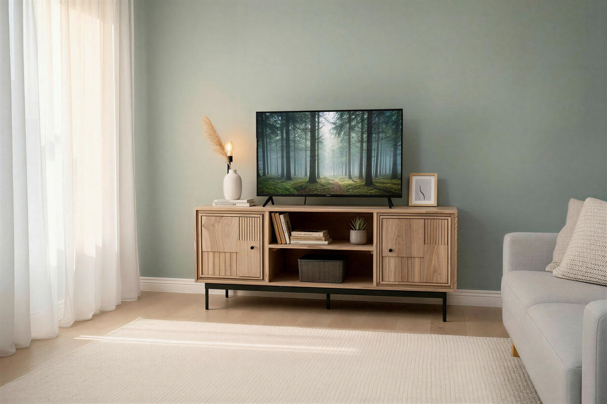 LOWBOARD  130/56/40 cm   - Schwarz/Naturfarben, Design, Holz/Metall (130/56/40cm) - MID.YOU