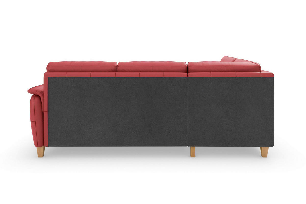 ROHOVÁ SEDAČKA, koža, červená - farba duba/červená, Basics, koža/drevo (212/236cm) - Sit & More