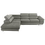 ECKSOFA Grau Webstoff Bettkasten, Schlaffunktion, Rücken echt, Kopfteilverstellung  - Grau, Design, Textil/Metall (235/280cm) - Hom`in