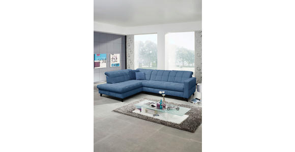 ECKSOFA in Webstoff Blau 216/297 cm - Blau/Schwarz, Design, Holz/Textil (216/297cm) - Xora