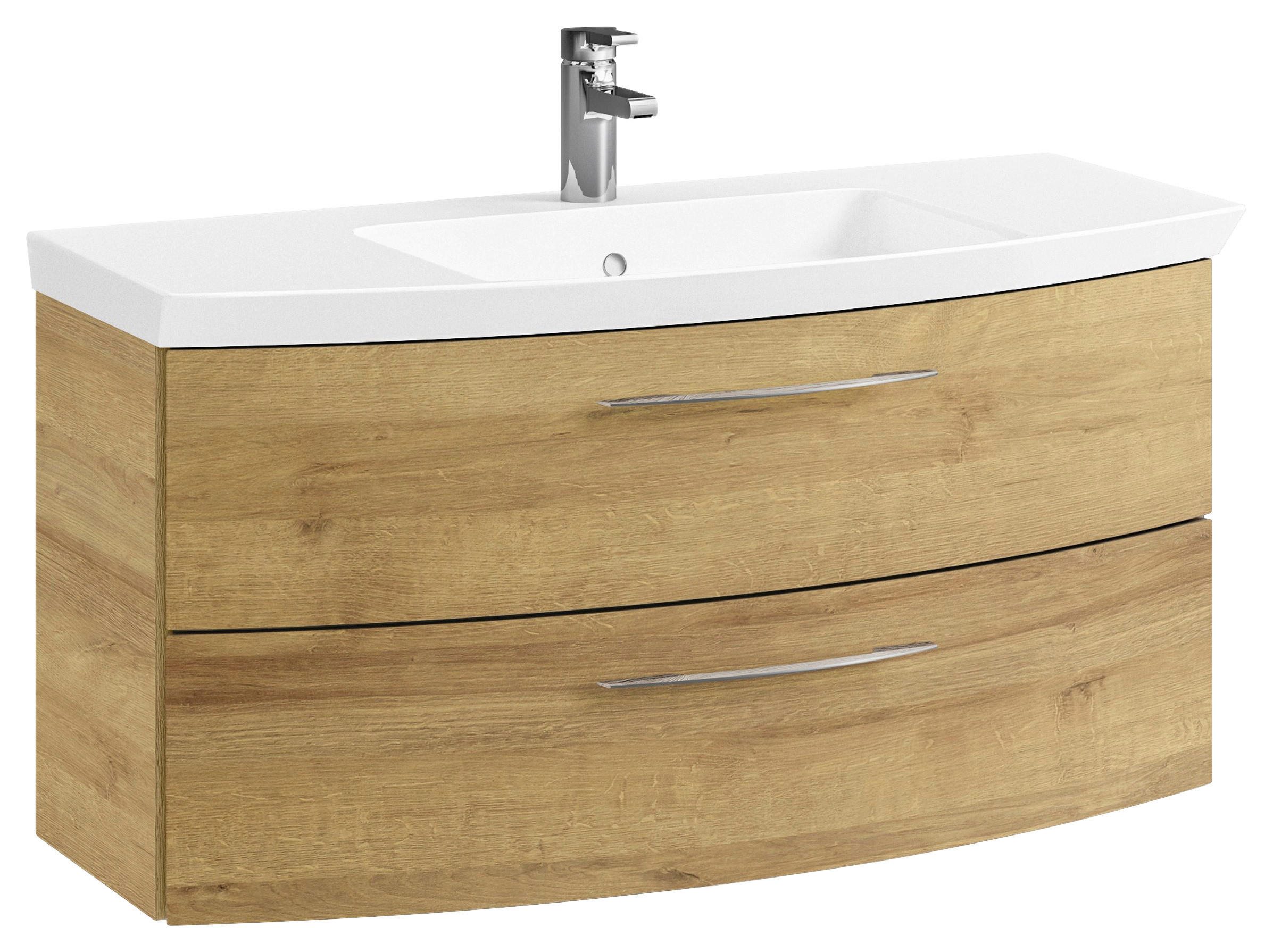 WASCHTISCHKOMBI 101 cm  - Chromfarben/Eichefarben, KONVENTIONELL, Holzwerkstoff/Stein (101cm) - Pelipal