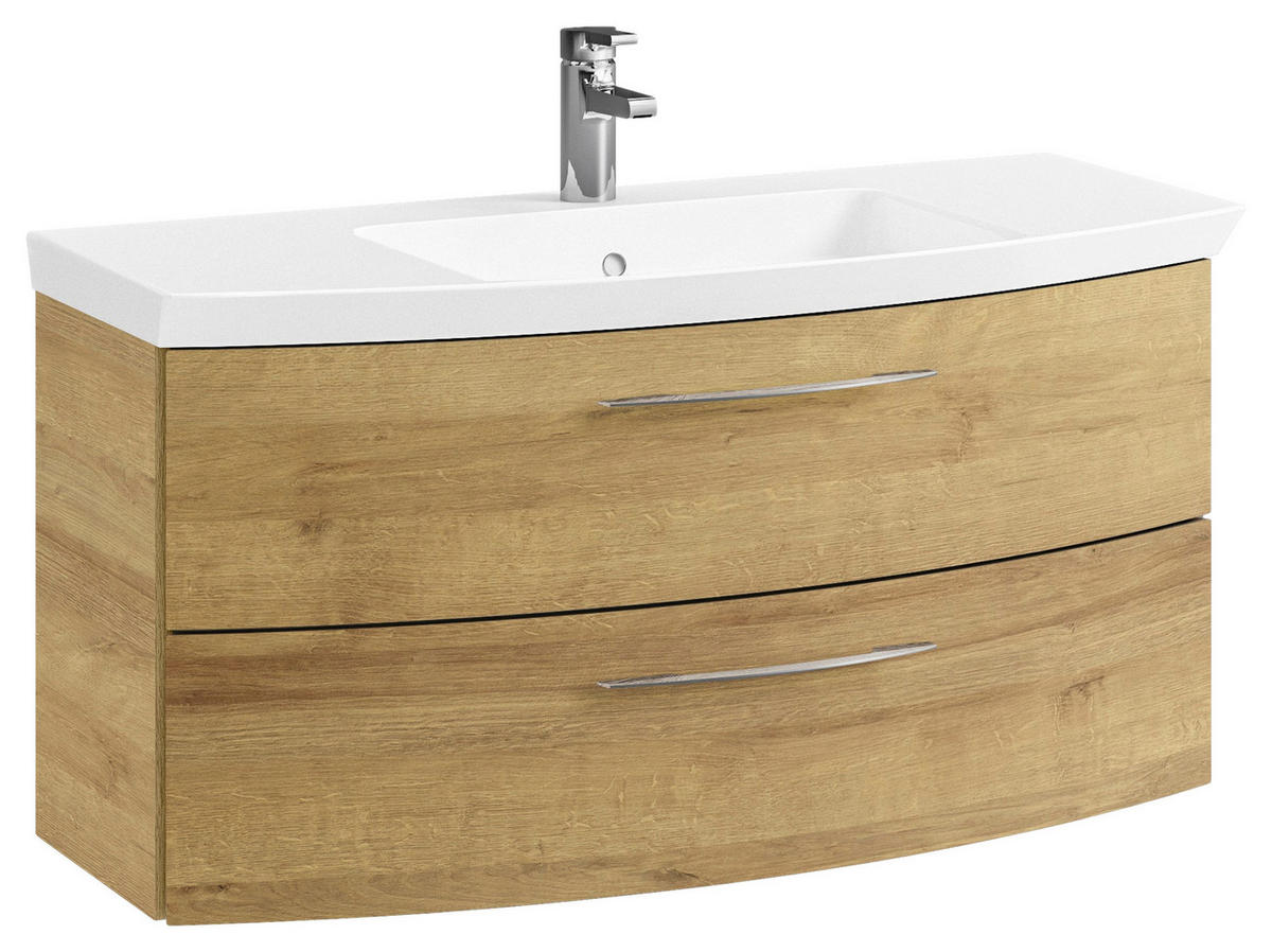 WASCHTISCHKOMBI 101 cm  - Chromfarben/Eichefarben, KONVENTIONELL, Holzwerkstoff/Stein (101cm) - Pelipal