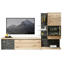 WOHNWAND  in Graphitfarben, Eichefarben  288/180/43 cm  - Eichefarben/Graphitfarben, Design, Glas/Holz (288/180/43cm) - Voglauer