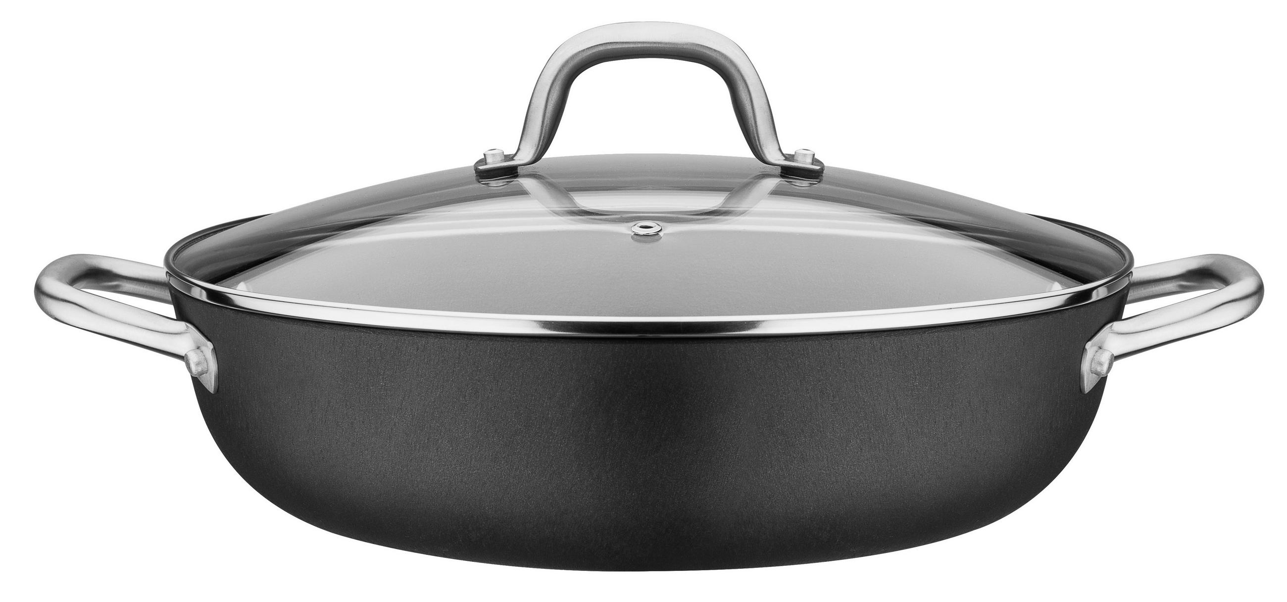 SERVÍROVACÍ PÁNEV povrch Vitaflon® Quarzit 30 cm  - černá, Basics, kov (30cm) - GSW