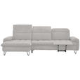 ECKSOFA in Flachgewebe Ecru  - Ecru/Schwarz, LIFESTYLE, Textil/Metall (180/310cm) - Valnatura