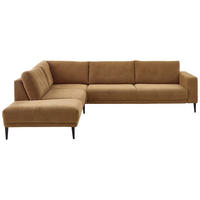 ECKSOFA in Chenille Senfgelb  - Senfgelb/Schwarz, Design, Textil/Metall (254/303cm) - Dieter Knoll