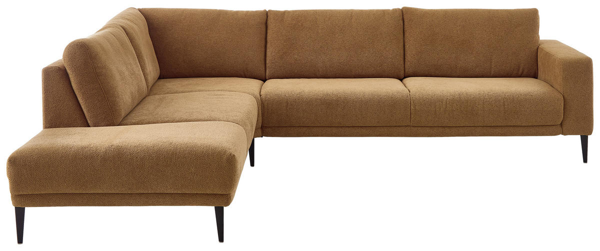 ECKSOFA in Chenille Senfgelb  - Senfgelb/Schwarz, Design, Textil/Metall (254/303cm) - Dieter Knoll