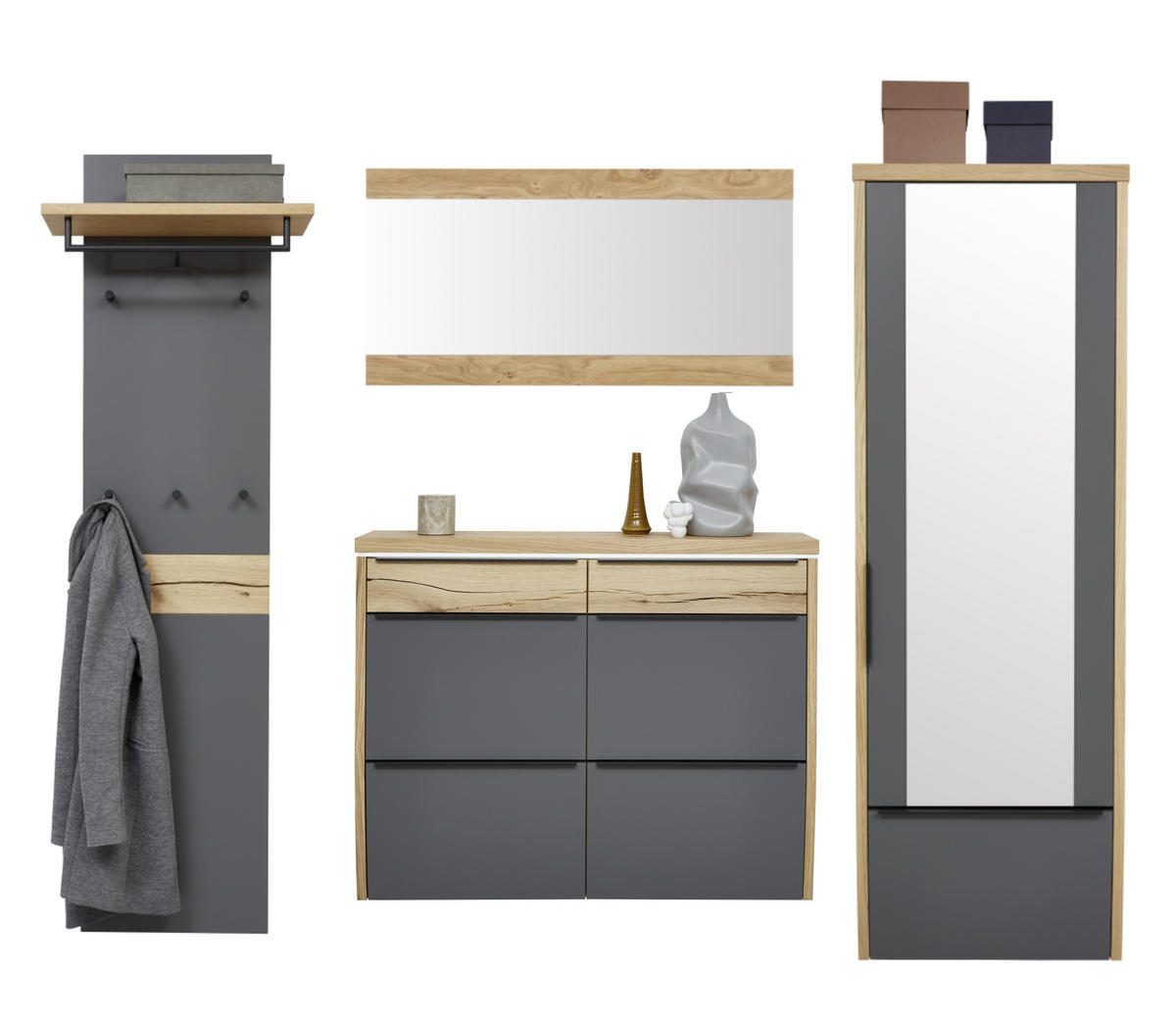 GARDEROBE 4-teilig  in 270/200/32 cm  - Eichefarben/Grau, Design, Holz/Holzwerkstoff (270/200/32cm) - Dieter Knoll