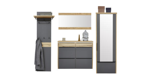 GARDEROBE 4-teilig in 270/200/32 cm - Eichefarben/Grau, Design, Holz/Holzwerkstoff (270/200/32cm) - Dieter Knoll