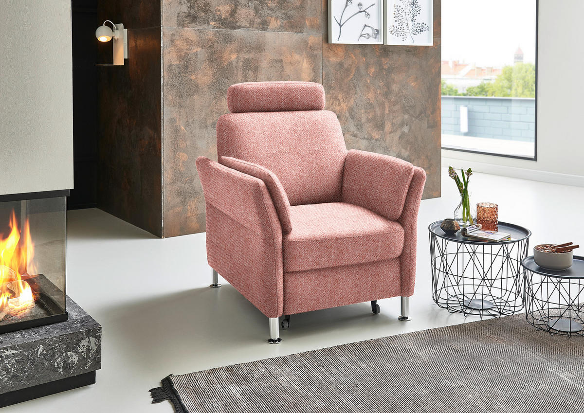 SESSEL in Flachgewebe Rot  - Chromfarben/Rot, Konventionell, Textil/Metall (86/87/93cm) - Beldomo System