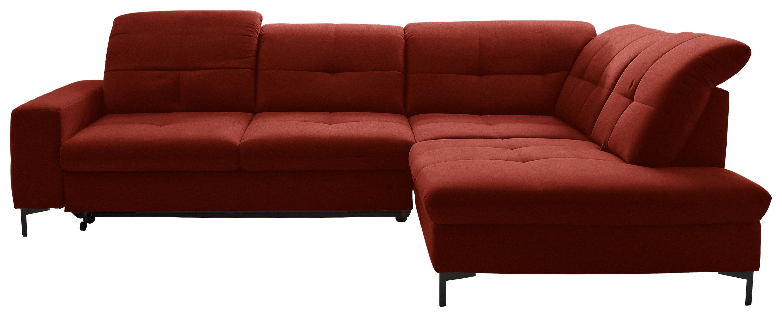 ECKSOFA in Chenille Rot  - Rot/Schwarz, Design, Textil/Metall (310/240cm) - Xora