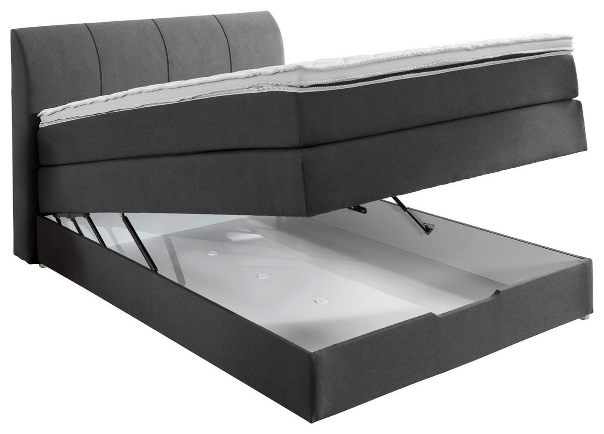 BOXSPRINGBETT 140/200 cm  in Anthrazit  - Anthrazit, KONVENTIONELL, Textil (140/200cm) - Carryhome