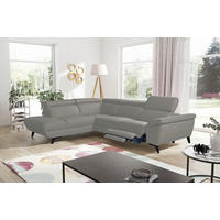 ECKSOFA DALLAS in Echtleder Grau  228/283 cm  - Schwarz/Grau, Design, Leder/Metall (228/283cm) - Livetastic