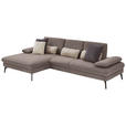ECKSOFA in Chenille, Mikrofaser Haselnussfarben  157/299 cm  - Schwarz/Haselnussfarben, Design, Textil/Metall (157/299cm) - Dieter Knoll