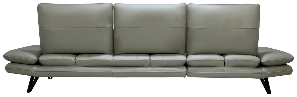 ECKSOFA inkl. Funktionen Taupe Echtleder  - Taupe/Schwarz, Design, Leder/Metall (104-128/312cm) - Celina Home