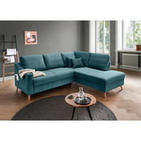 ECKSOFA Cord Petrol  - Petrol/Naturfarben, Modern, Holz/Textil (230/200cm) - Livetastic
