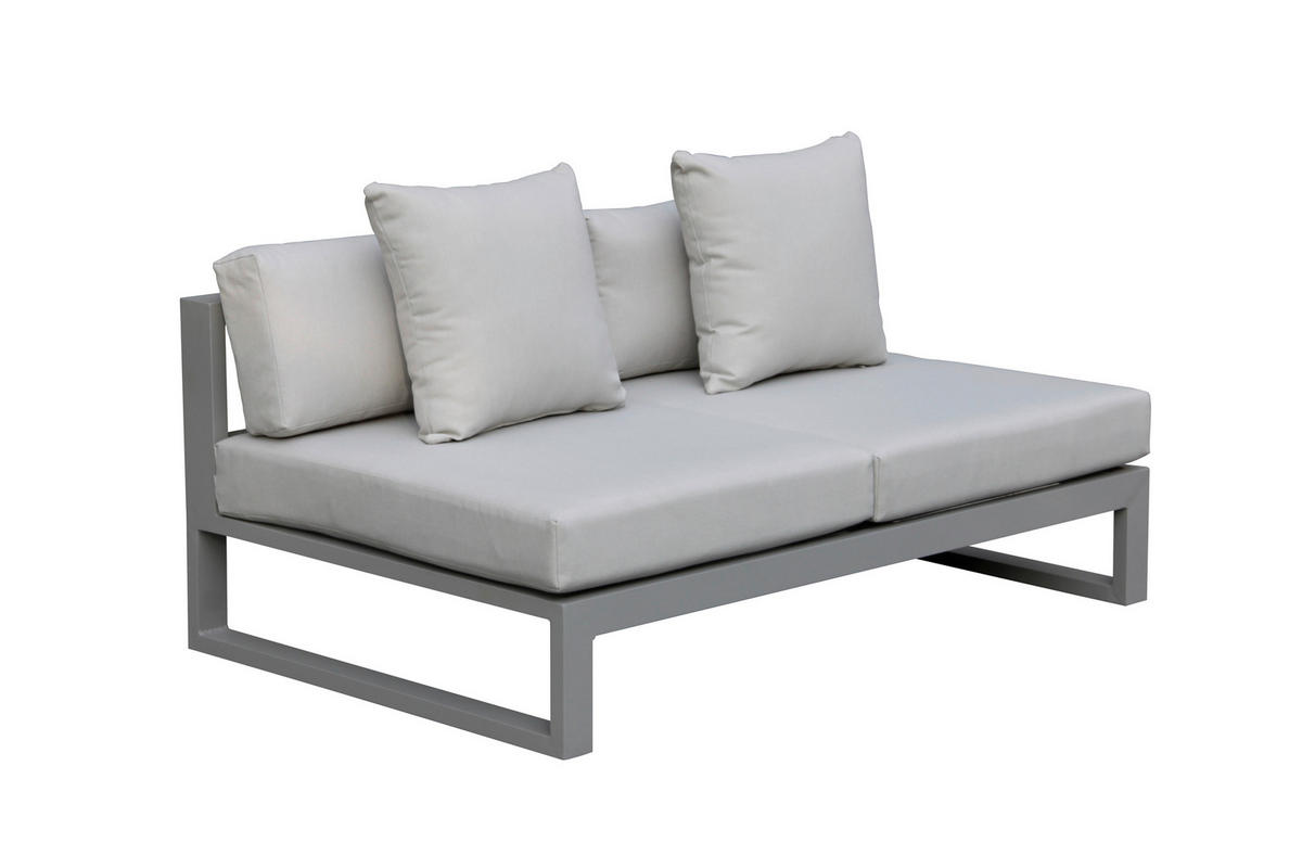 LOUNGESOFA 140/60/90 cm Aluminium  - Hellgrau/Grau, Design, Textil/Metall (140/60/90cm) - Amatio
