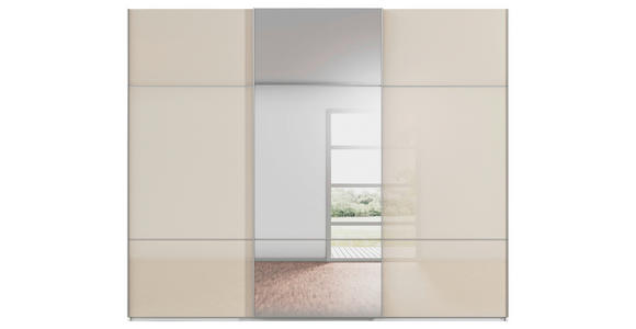 SCHWEBETÜRENSCHRANK 242/223/68 cm 3-türig Weiß, Champagner - Champagner/Alufarben, KONVENTIONELL, Glas/Holzwerkstoff (242/223/68cm) - Novel