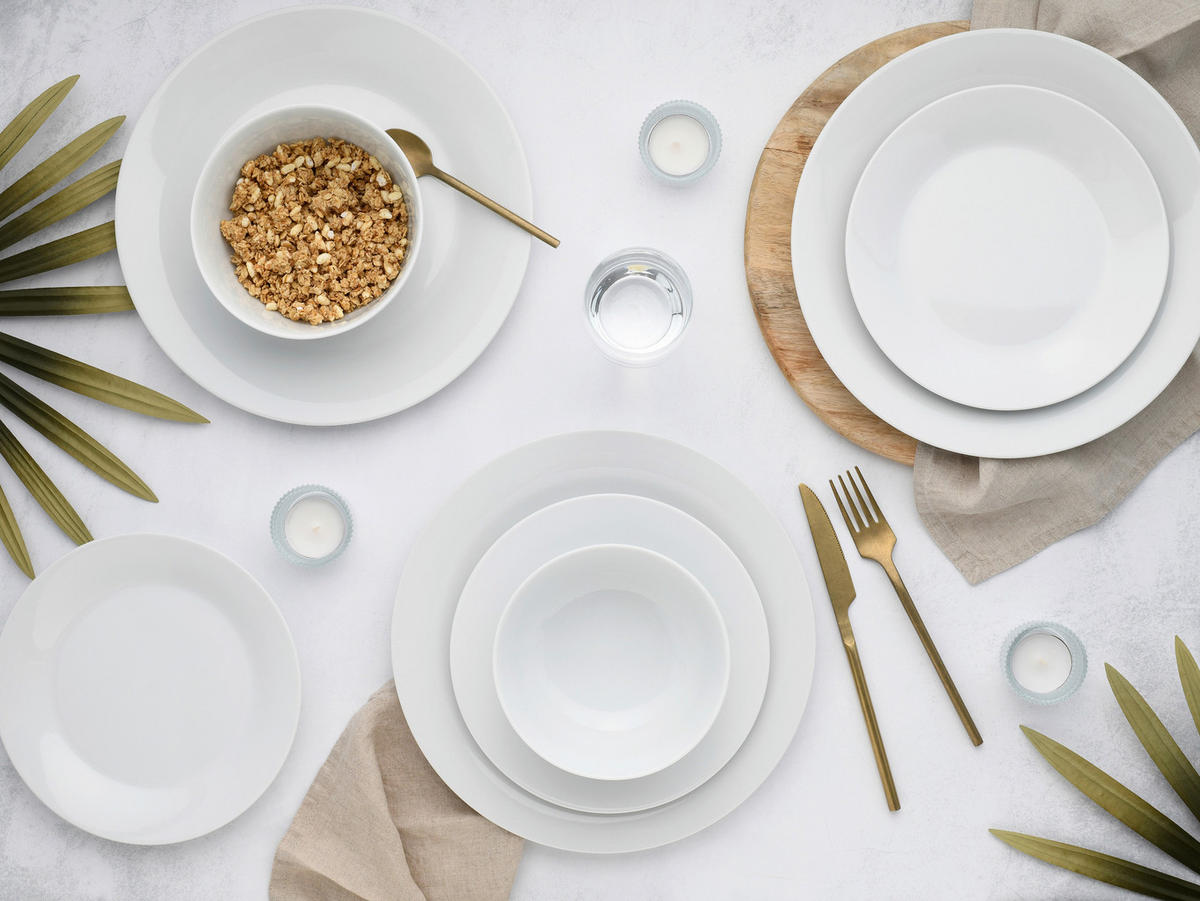 TAFELSERVICE Weiß Base weiß 12-teilig  - Weiß, Basics, Keramik - Creatable