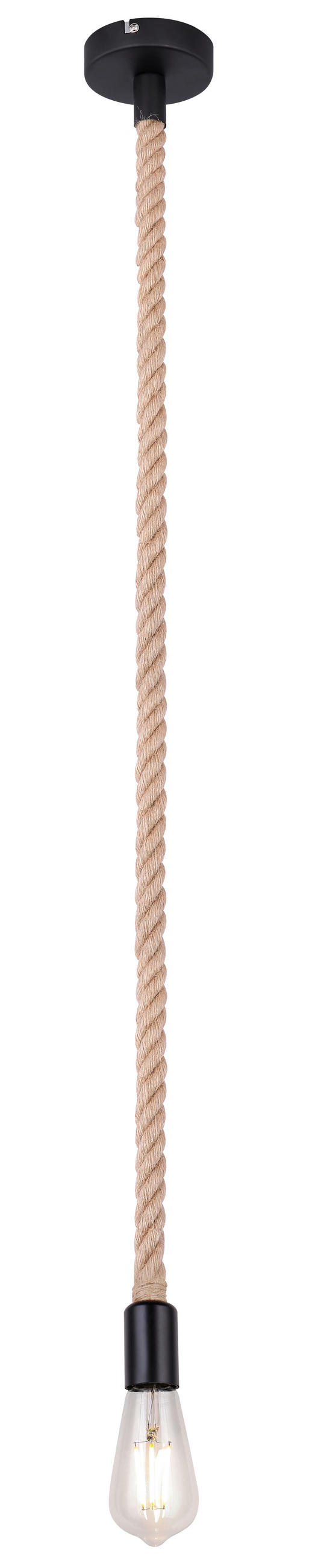 ZÁVĚSNÉ SVÍTIDLO, 10/166 cm  - černá/hnědá, Trend, kov/přírodní materiály (10/166cm)