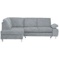 ECKSOFA in Flachgewebe Hellgrau  - Silberfarben/Hellgrau, Konventionell, Holz/Textil (186/255cm) - Cantus