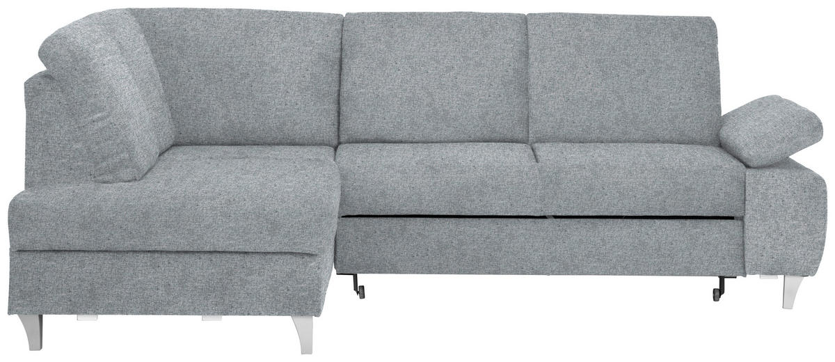 ECKSOFA in Flachgewebe Hellgrau  - Silberfarben/Hellgrau, Konventionell, Holz/Textil (186/255cm) - Cantus