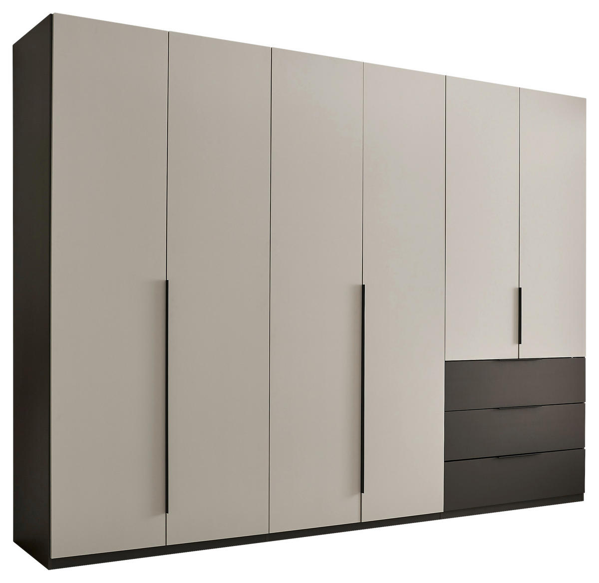 SKRIŇA S OTOČNÝMI DVERAMI, grafitová, svetlosivá, 300/225,5/60 cm - čierna/grafitová, Design, kompozitné drevo/plast (300/225,5/60cm) - Xora