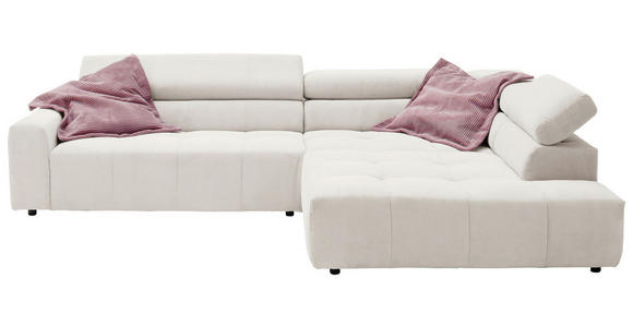 ECKSOFA in Feincord Weiß  - Schwarz/Weiß, KONVENTIONELL, Kunststoff/Textil (311/219cm) - Hom`in