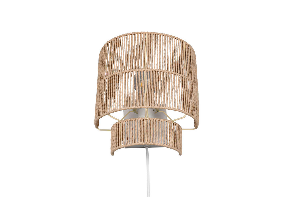 WANDLEUCHTE - Weiss/Braun, Natur, Papier (24,5/24,5/14cm)