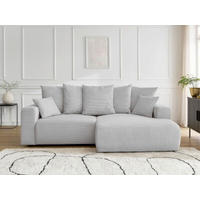 ECKSOFA Ottomane rechts  ATILLA Hellgrau Cord  - Hellgrau/Schwarz, MODERN, Kunststoff/Textil (244/149cm)