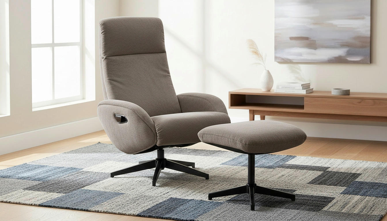 RELAXSESSELSET BASTY Webstoff Hocker    - Schwarz/Braun, Design, Textil/Metall (75/107/77cm) - Livetastic