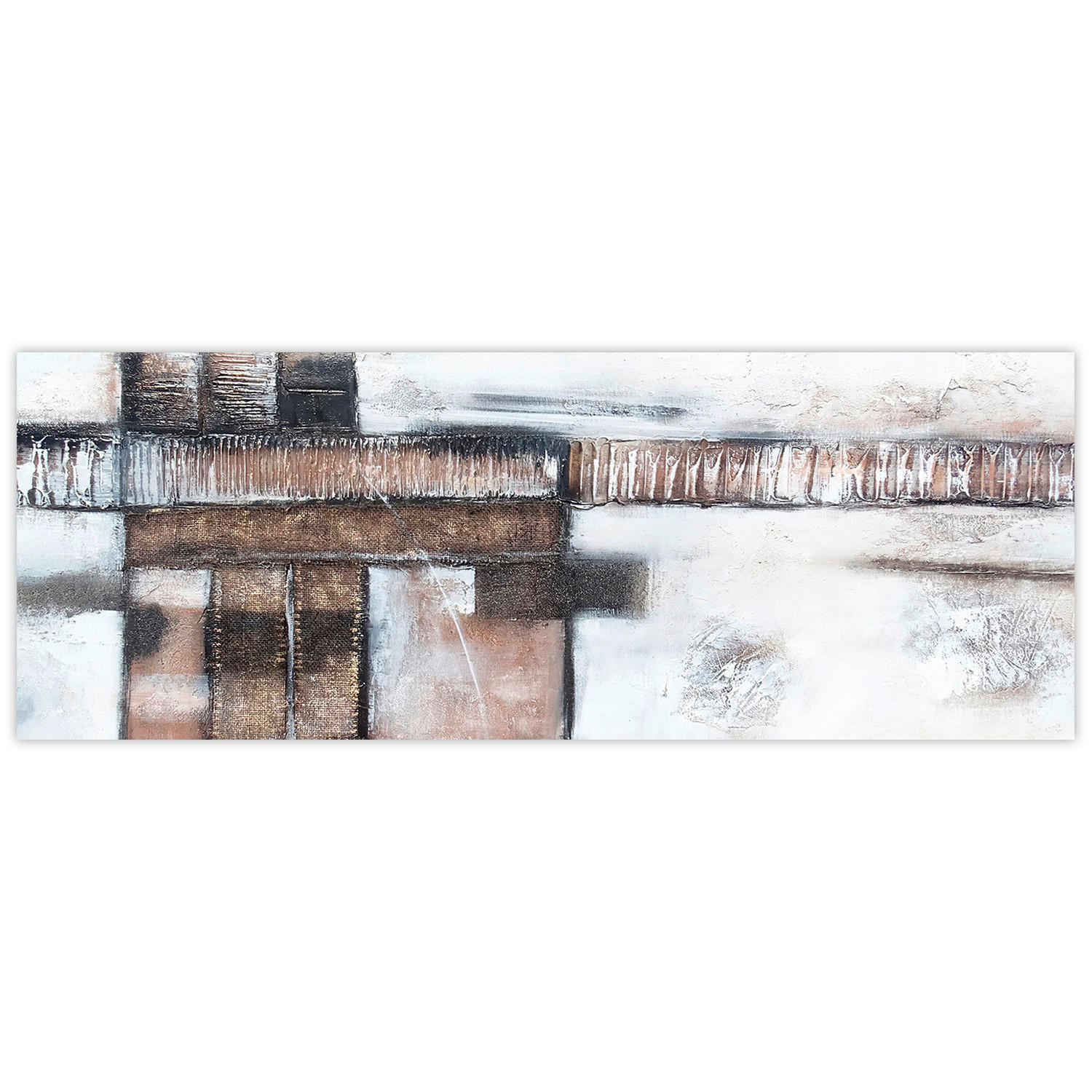 ÖLGEMÄLDE 150/55 cm  - Weiss/Beige, Design, Holzwerkstoff/Textil (150/55cm) - Monee