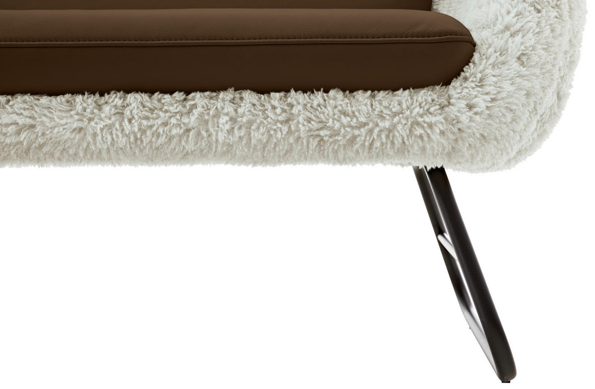 SITZBANK 219/87/78 cm  in Beige, Olivgrün  - Beige/Schwarz, Design, Leder/Textil (219/87/78cm) - Koinor