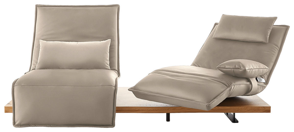 2-SITZER-SOFA Echtleder Ecru  - Ecru/Eichefarben, Natur, Leder/Holz (240/63/115cm) - Koinor