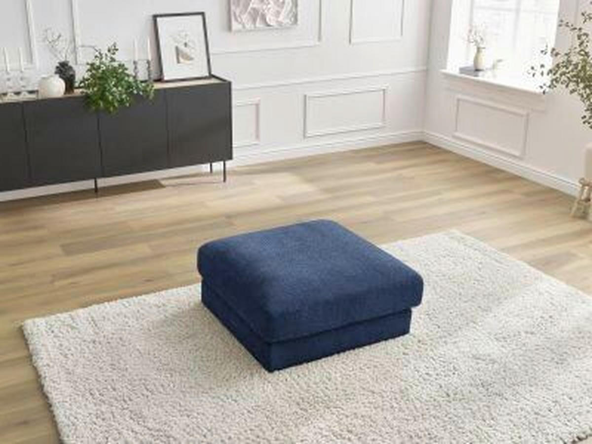 HOCKER LEONARD Struktur Dunkelblau  - Schwarz/Dunkelblau, MODERN, Kunststoff/Textil (86/43/86cm)