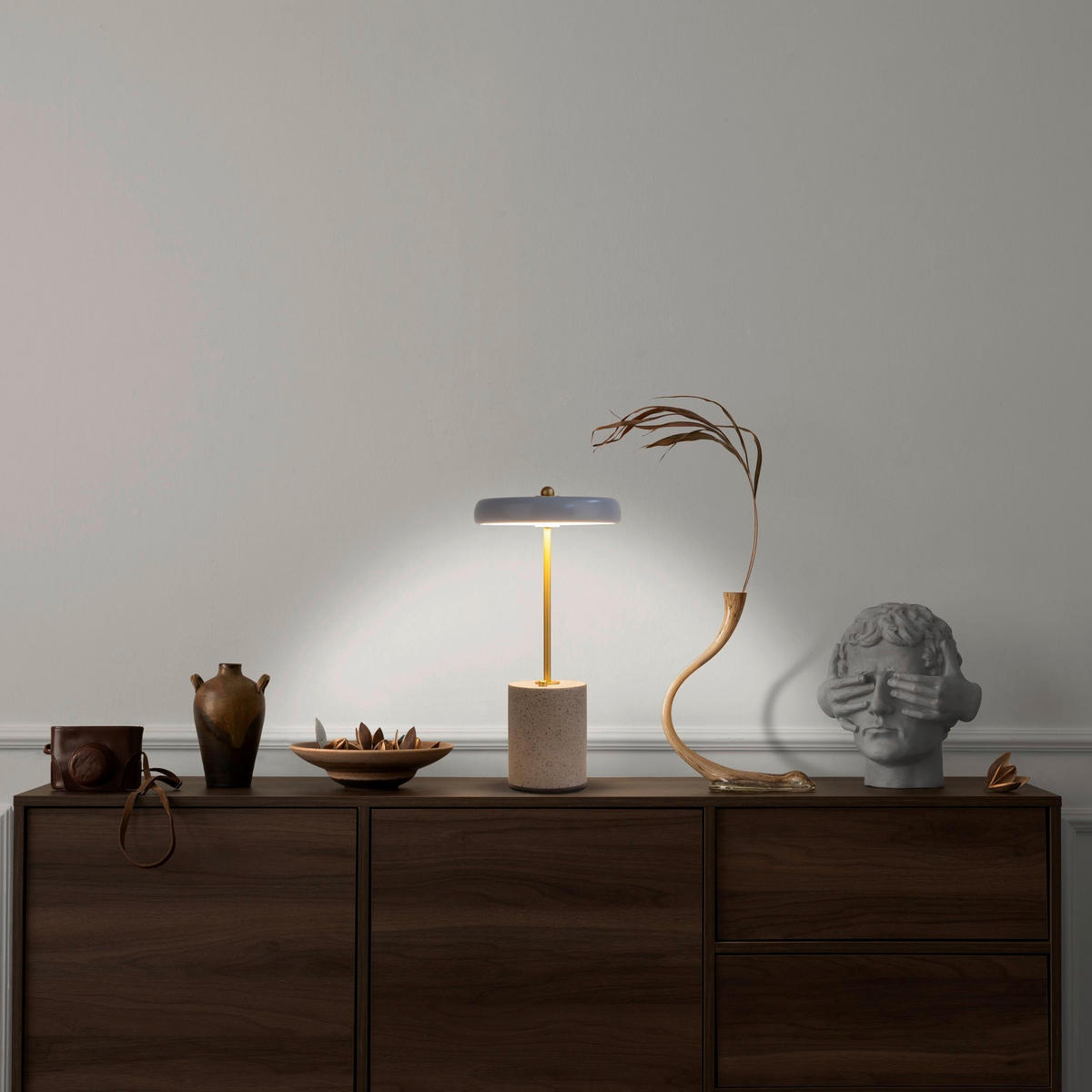 AKKU-TISCHLEUCHTE Seta 15/30 cm   - Goldfarben/Grau, Design, Metall (15/30cm) - Näve