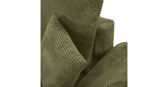 ECKSOFA Olivgrün Cord Zierkissen, Rückenkissen, Bettkasten, Schlaffunktion, Rücken echt  - Eichefarben/Olivgrün, KONVENTIONELL, Holz/Textil (276/177cm) - Carryhome