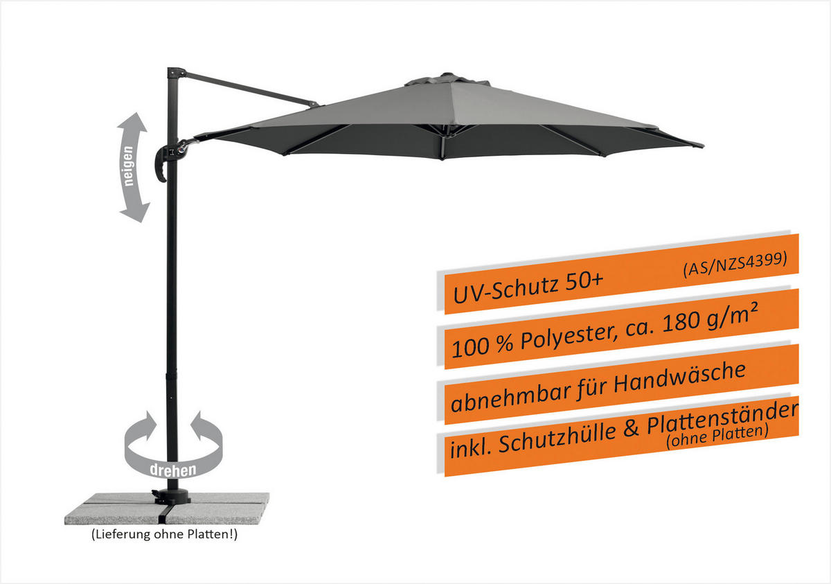 AMPELSCHIRM   - Anthrazit, Basics, Textil/Metall (352/244/300cm) - Schneider