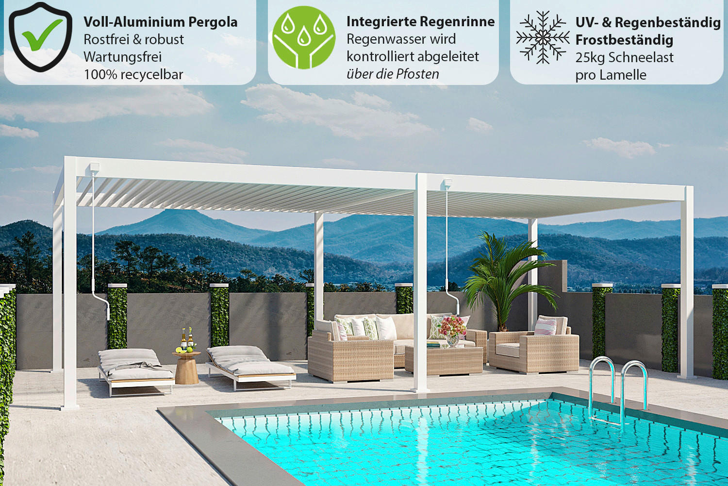 PERGOLA - Weiss, Basics, Metall (800/255/400cm) - Gardenson