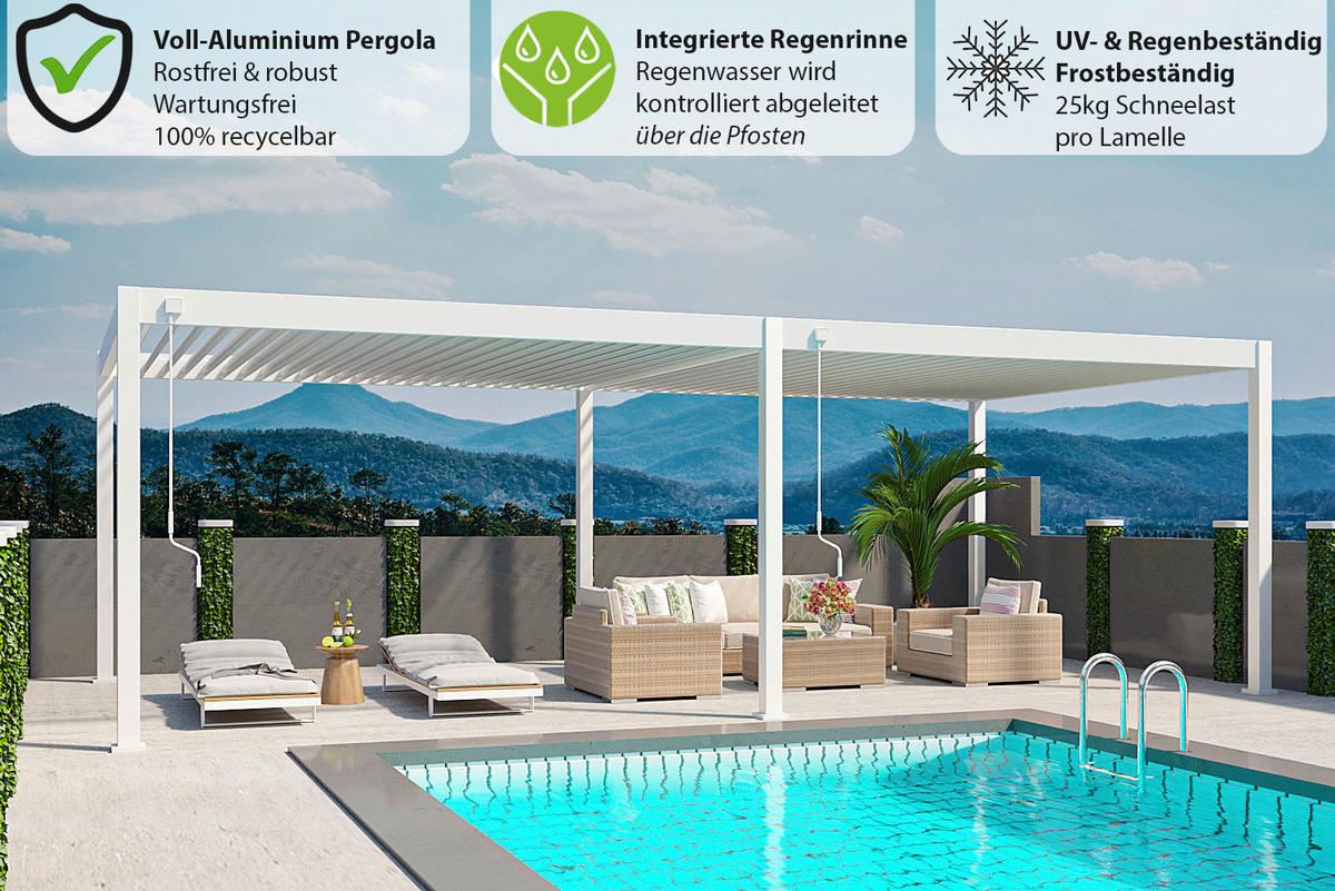 PERGOLA - Weiss, Basics, Metall (800/255/400cm) - Gardenson