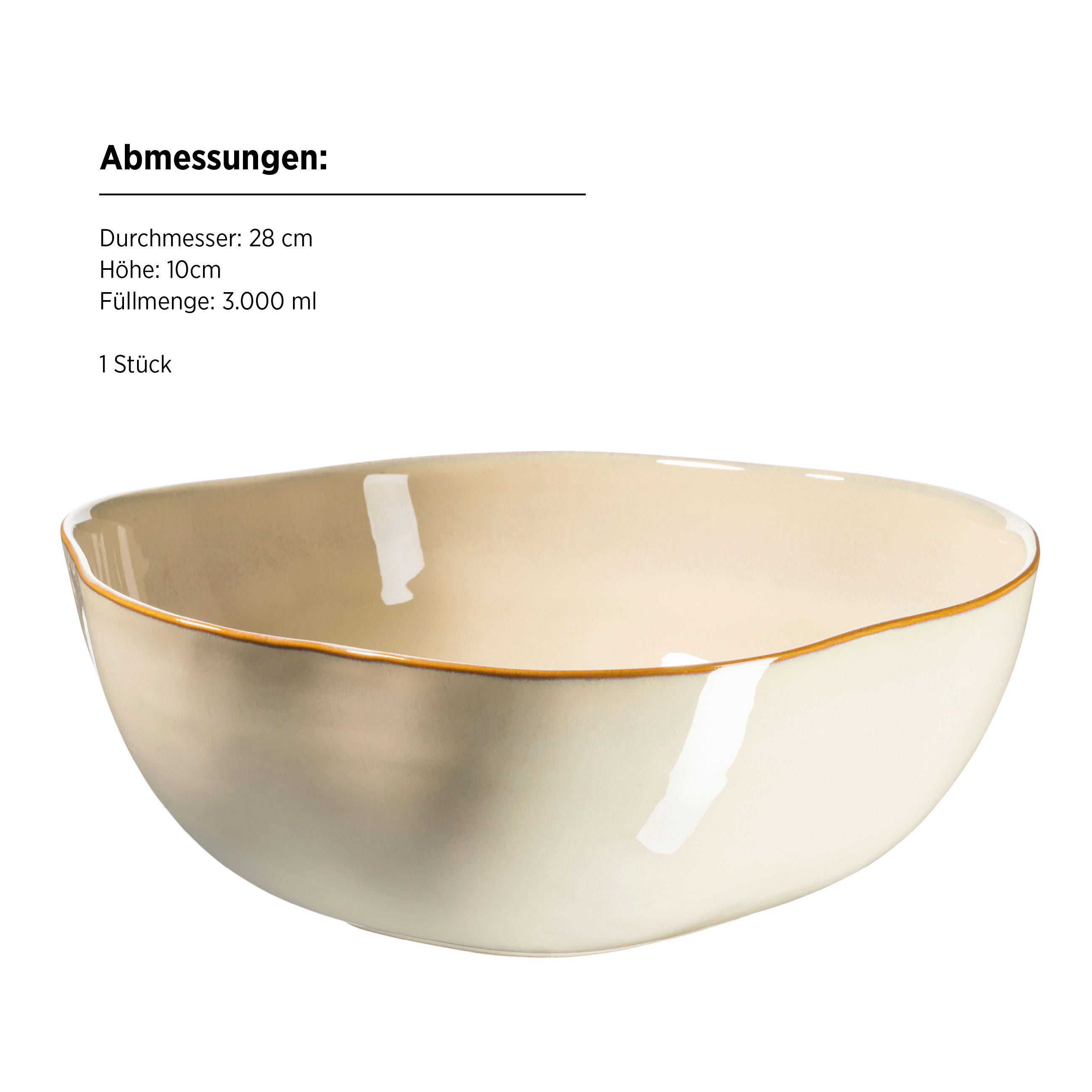 SCHÜSSEL Cordelia   - Sandfarben, Trend, Keramik (28/10cm) - Mäser