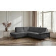 ECKSOFA Anthrazit Velours Bettkasten, Sitzvorzug  - Anthrazit/Schwarz, KONVENTIONELL, Textil/Metall (206/253cm) - Venda