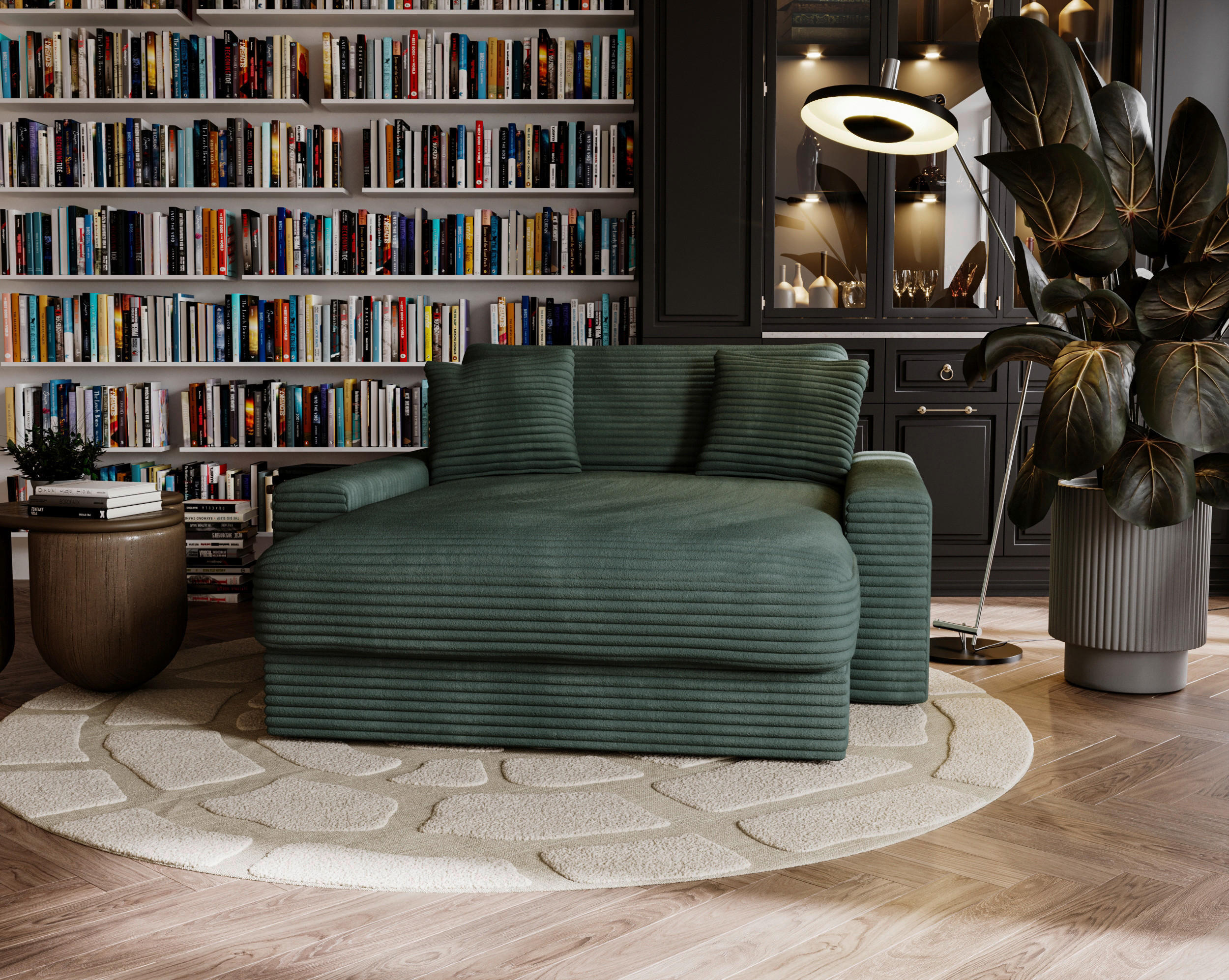 XXL-SESSEL Cord Dunkelgrün    - Dunkelgrün/Schwarz, MODERN, Kunststoff/Textil (160/87/190cm) - Carryhome
