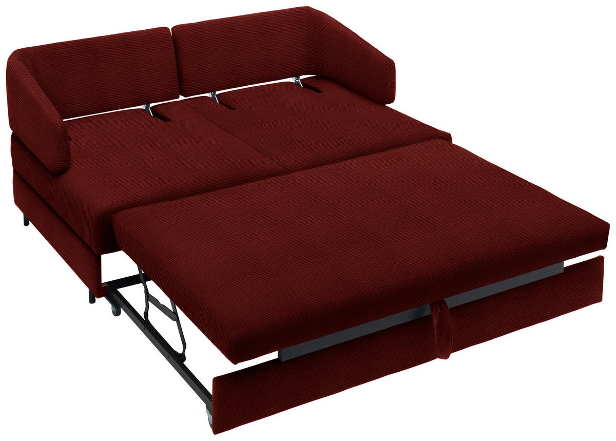 SCHLAFSOFA in Textil Rot  - Rot/Schwarz, Design, Textil/Metall (172/76-89/112-120cm) - Bali