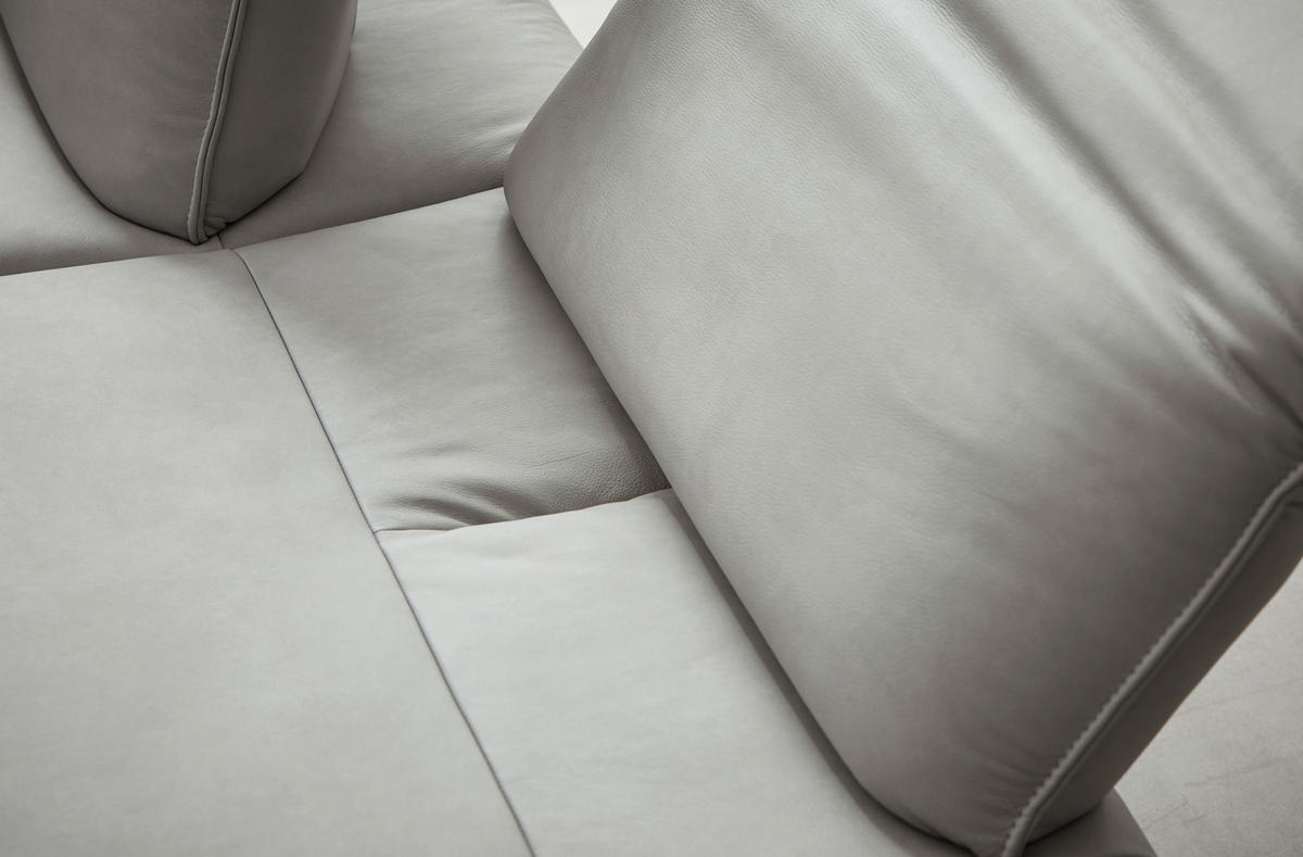 ECKSOFA in Echtleder Greige  - Greige/Anthrazit, Design, Leder/Metall (290/230cm) - Johann Jakob