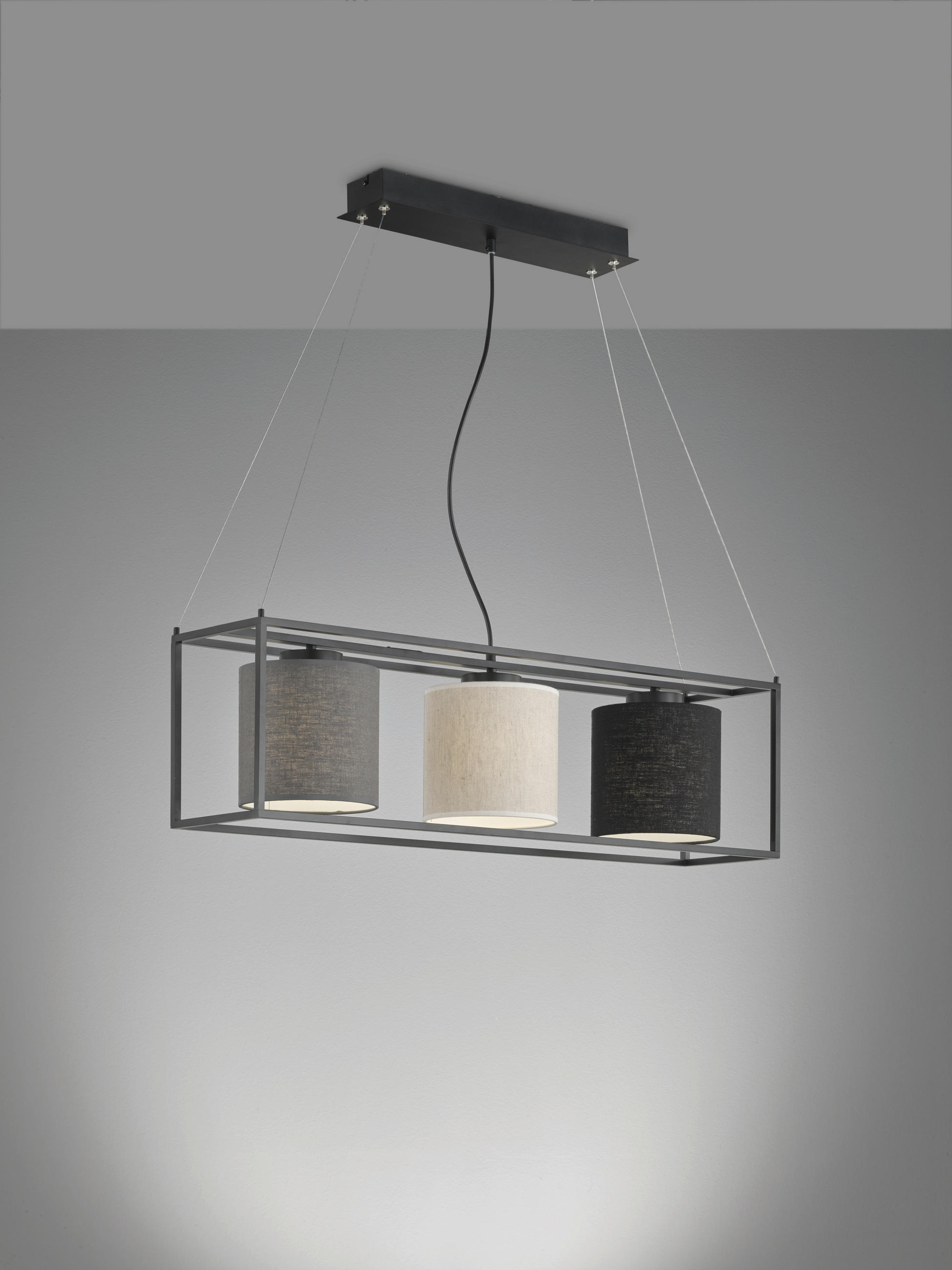 HÄNGELEUCHTE 90/20/160 cm  - Sandfarben/Schwarz, Design, Textil/Metall (90/20/160cm)