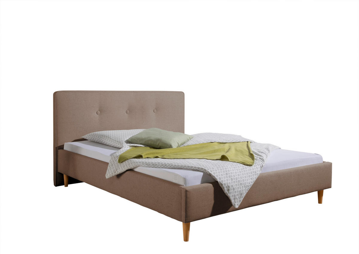 POLSTERBETT 100/200 cm,  in Hellbraun,  - Hellbraun/Naturfarben, MODERN, Holz/Textil (100/200cm) - Livetastic
